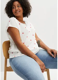 Gedessineerd shirt met kant, bonprix