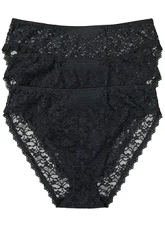 High leg maxislip (set van 3) met gerecyclede kant, bonprix