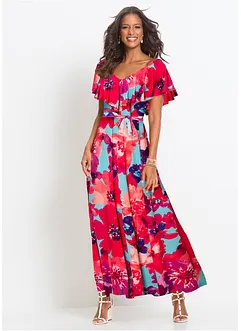 Maxi jurk met volant en ceintuur, bonprix