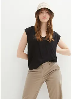 Blouse met V-hals en korte mouwen, bonprix