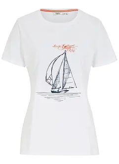 Katoenen T-shirt met print en zijsplitten, bonprix