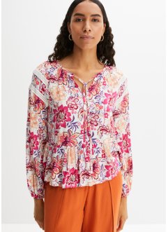 Gedessineerde blouse met kant van viscose, BODYFLIRT