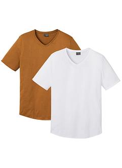 T-shirt met V-hals van biologisch katoen Cradle to Cradle Certified® zilver (set van 2), RAINBOW