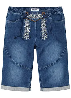 Stretch jeans bermuda met borduursel, regular fit, bonprix