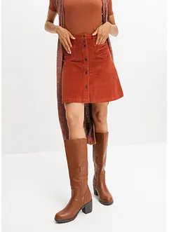 Stretch corduroy rok met knoopsluiting, bonprix