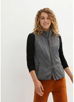 Mouwloos fleece vest met contrastkleurige paspels, bonprix