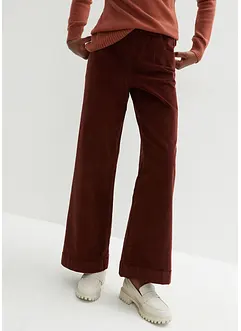 Wijde stretch Marlene Dietrich broek van corduroy met elastische high-waist band, bonprix