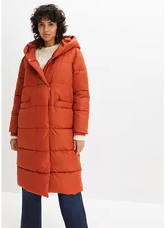 Lange, gewatteerde oversized jas met capuchon van gerecycled polyester, bonprix