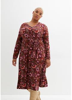 Jersey jurk met V-hals en strikceintuur, bpc bonprix collection