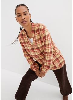Geruite tuniek van katoen-flanel met lange mouwen en keyhole, bpc bonprix collection
