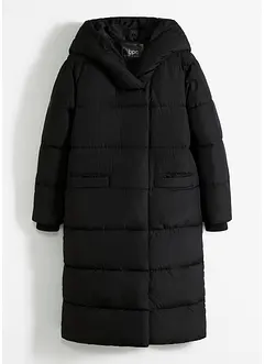 Lange, gewatteerde oversized jas met capuchon van gerecycled polyester, bonprix