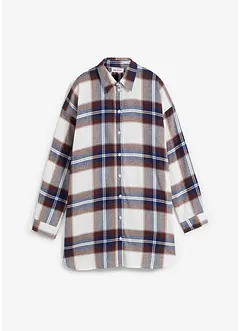 Lange, flanellen overhemdblouse van puur katoen, bonprix
