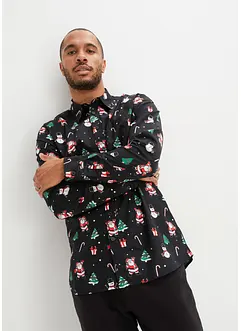 Overhemd van katoen met kerstprint en lange mouwen, bonprix
