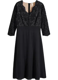 Chiffon midi jurk met kant, bonprix