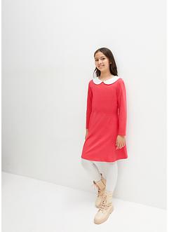 Meisjes jersey jurk met kraag en lange mouwen, bpc bonprix collection