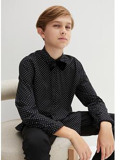 Jongens overhemd met lange mouwen en vlinderstrik, slim fit (2-dlg. set), bpc bonprix collection