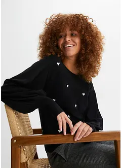 Trui met geborduurde harten, bonprix