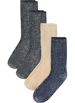 Geribde sokken (4 paar) van glittergaren, bpc bonprix collection