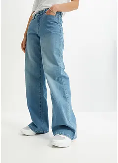 Wide leg stretch jeans met mid waist, bonprix