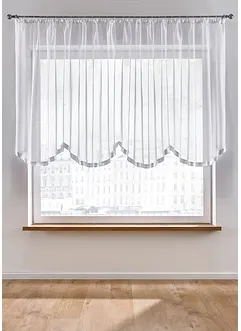 Transparante, korte vitrage met satijnen boord, bonprix