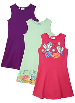 Meisjes jersey jurk (set van 3) van biologisch katoen, bonprix