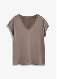 Shirt met satijnen inzet, bonprix