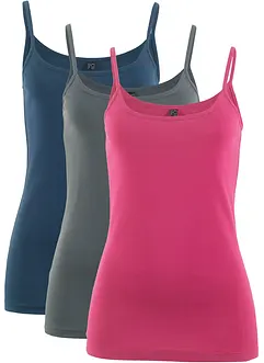 Spaghetti top van katoen (set van 3), bonprix