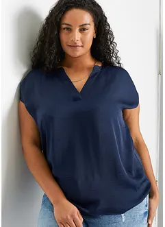 Soepelvallende, satijnen blouse met oversized schouders, bonprix