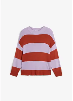 Fijngebreide trui met ronde hals en blokstrepen, bonprix