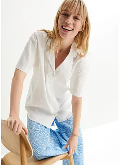Luchtige oversized blouse van linnenmix, korte mouw, bonprix