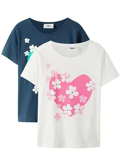 Meisjes T-shirt (set van 2) van biologisch katoen, bonprix