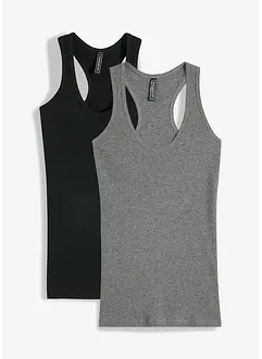 Geribde tanktop (set van 2), bonprix