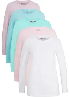 Longshirt met ronde hals, lange mouwen (set van 5), bonprix