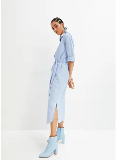 Gestreepte blousejurk met strikceintuur, bonprix