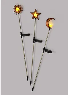 Solar tuinsteker zon, maan, ster (3-dlg. set), bonprix