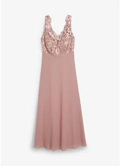 Maxi jurk met pailletten en borduursel, bonprix