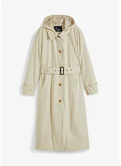 Kuitlange jas in trenchcoat stijl met afneembare capuchon, bonprix
