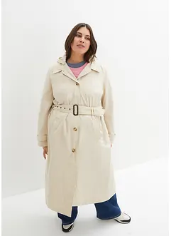 Kuitlange jas in trenchcoat stijl met afneembare capuchon, bonprix