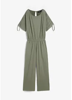 Jersey jumpsuit met rijgkoordjes en wijde pijpen, bonprix