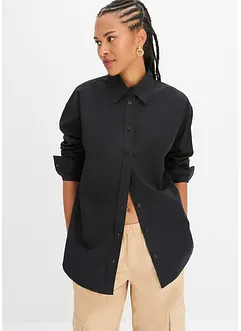 Oversized overhemdblouse met knoopsluiting van katoen, bonprix