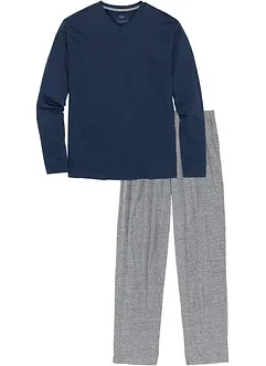 Pyjama met V-hals en lange mouwen, bonprix
