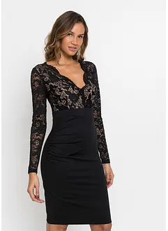 Mini jurk met kant, korte maten, bonprix