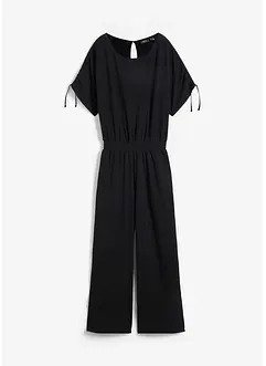 Jersey jumpsuit met rijgkoordjes en wijde pijpen, bonprix