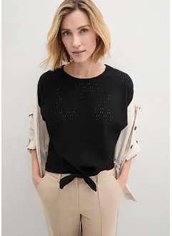Vleermuisshirt met broderie anglaise, bonprix