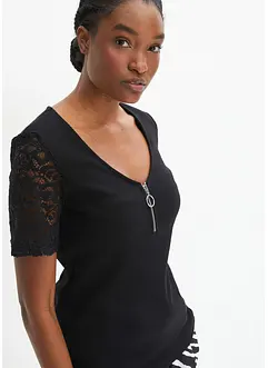 Geribd shirt met ritssluiting, bonprix
