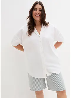 Luchtige oversized blouse met linnen, korte mouw, bonprix