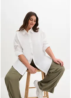 Oversized overhemdblouse met knoopsluiting van katoen, bonprix
