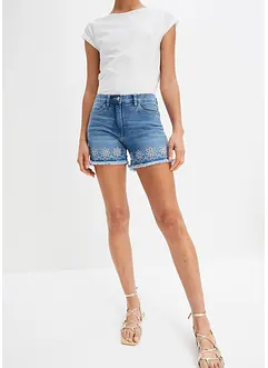 Jeans short met broderie anglaise, bonprix