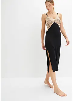 Lange slipdress met borduursel, bonprix