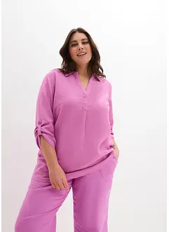 Blouse met linnen en 3/4 mouwen, bonprix